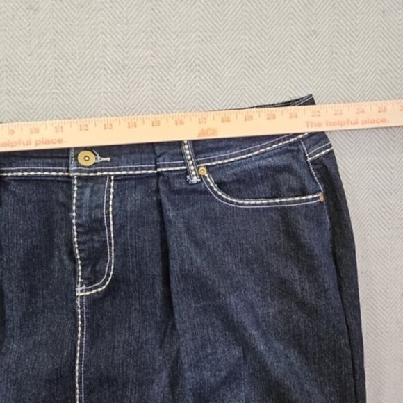 Caccini Denim Bling Skirt 24W Contrast Thread Embroidery 4 Pockets EUC W42 L30 - Picture 3 of 15